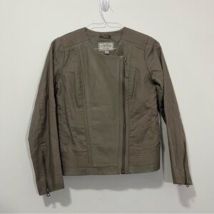 Lucky Brand Lamb Leather Moto Jacket Womens S Beige Tan Full Zip Biker Chic Boho